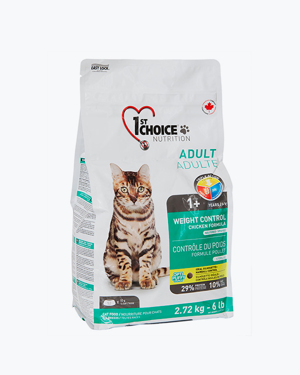 Сухой корм 1st Choice Weight Control, для контроля веса котов, курица, 2.72 кг