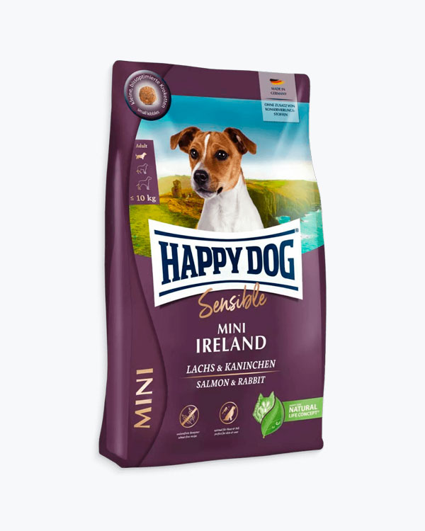 Сухой корм Happy Dog Mini Irland, для собак мелких пород, кролик с лососем, 8 кг