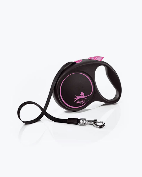 FLEXI BLACK DESIGN S Рулетка 5м/12кг, трос, рожева