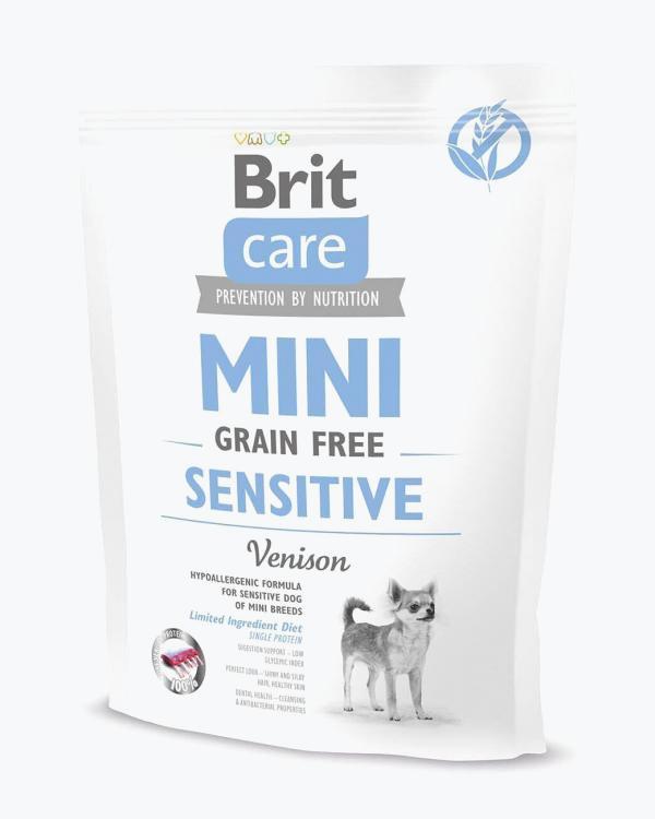 Сухой корм Brit Care Grain Mini Sensitive для собак миниатюрных пород, с чувствительным пищеварением, с олениной, 400 г