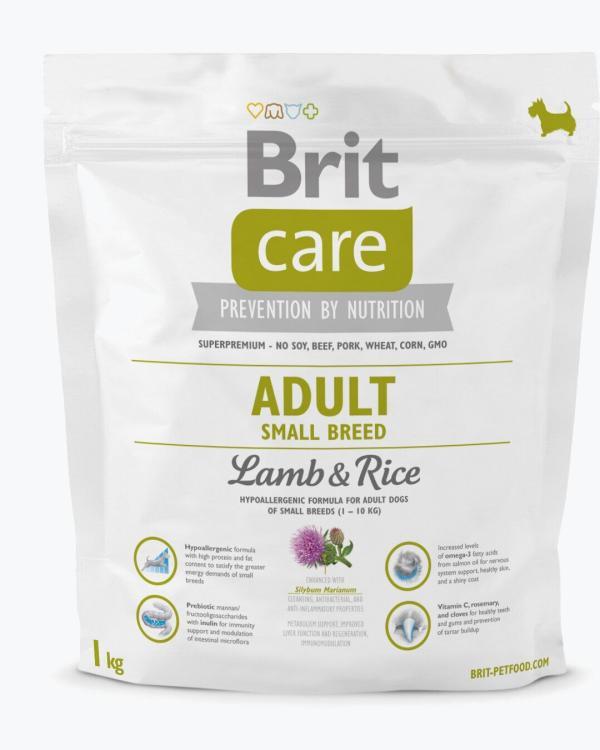 Сухой корм для взрослых собак мелких пород Brit Care Adult Small Breed Lamb Rice 1 кг (ягненок и рис)