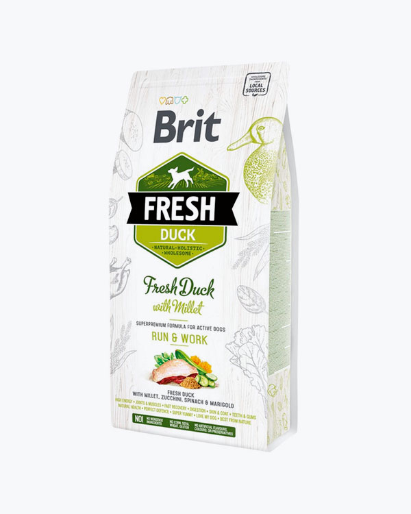 Сухой корм Brit Fresh Duck & Millet Active Run and Work для взрослых активных собак з уткой и пшеном, 2,5 кг