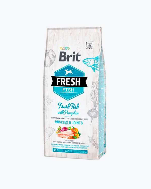 Сухой корм Brit Fresh Fish & Pumpkin Adult Large для взрослых собак больших пород для мышц и суставов с рыбой и тыквой, 12 кг