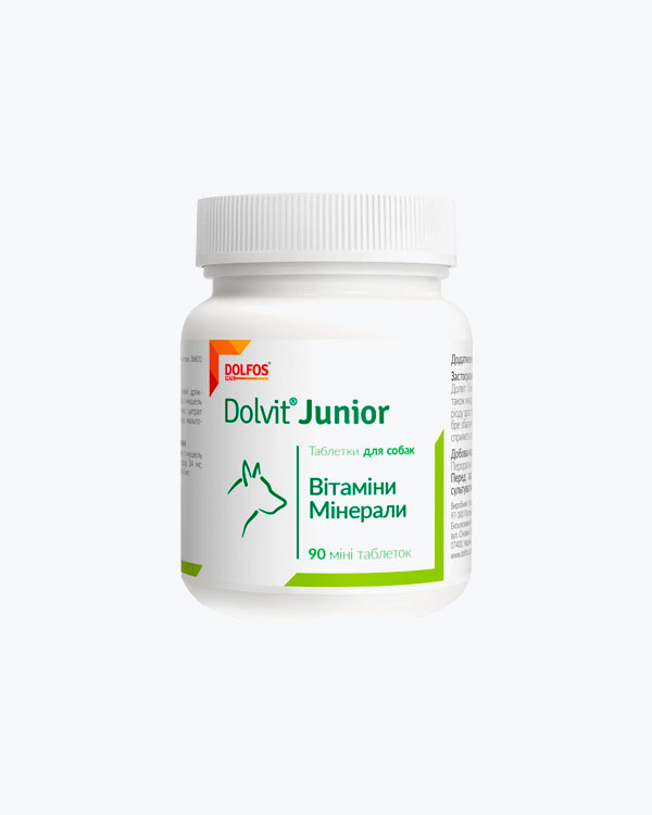 Вітамінно-мінеральна добавка  Dolfos Dolvit Junior Dog Mini для фізиологічно нормального росту цуценят, 90 табл
