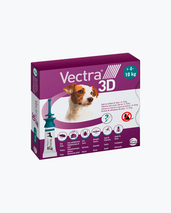Краплі Ceva Vectra 3D - інсектоакарицидні для собак вагою від 4-10 кг (1 піпетка)