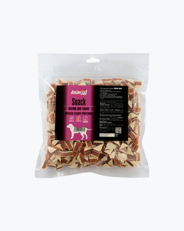 Лакомство для собак AnimAll SNACK лососевые сэндвич-треугольники, 500 г