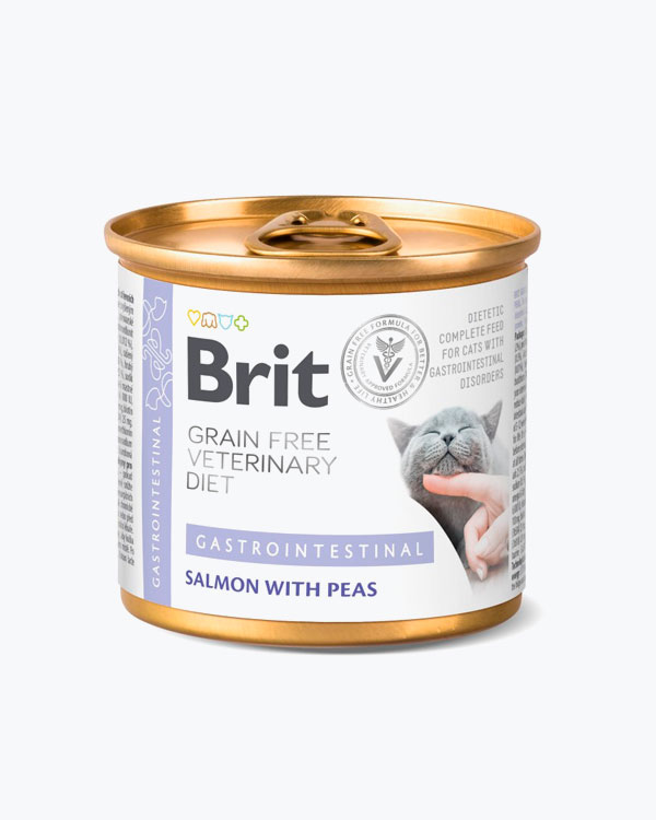 Вологий корм для кішок Brit VetDiets Cans Gastrointestinal, при гострих і хронічних захворюваннях шлунково-кишкового тракту, 200 г