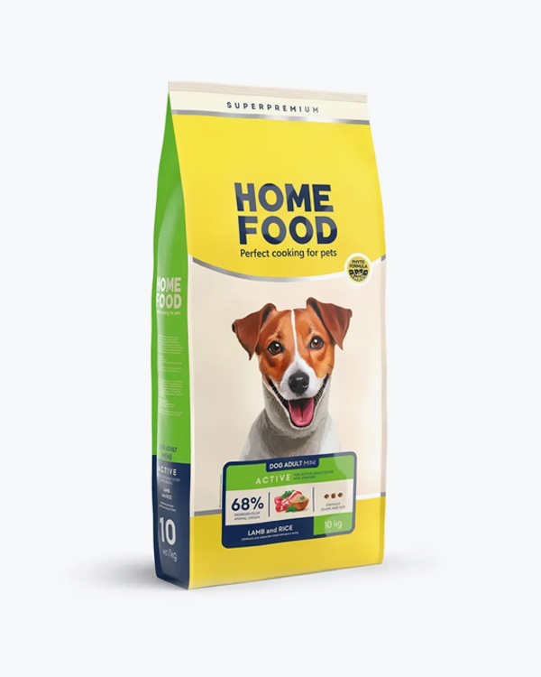 Сухий корм для активних дорослих собак і юніорів малих порід Home Food, ягня з рисом,10 кг