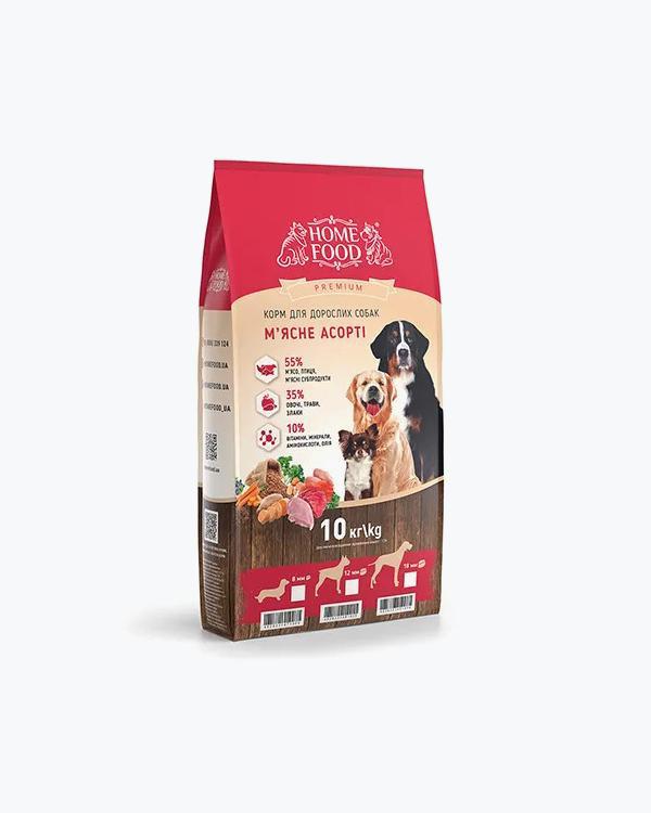 Сухой корм для взрослых собак малых пород HomeFood универсальный, мясное ассорти, 10 кг