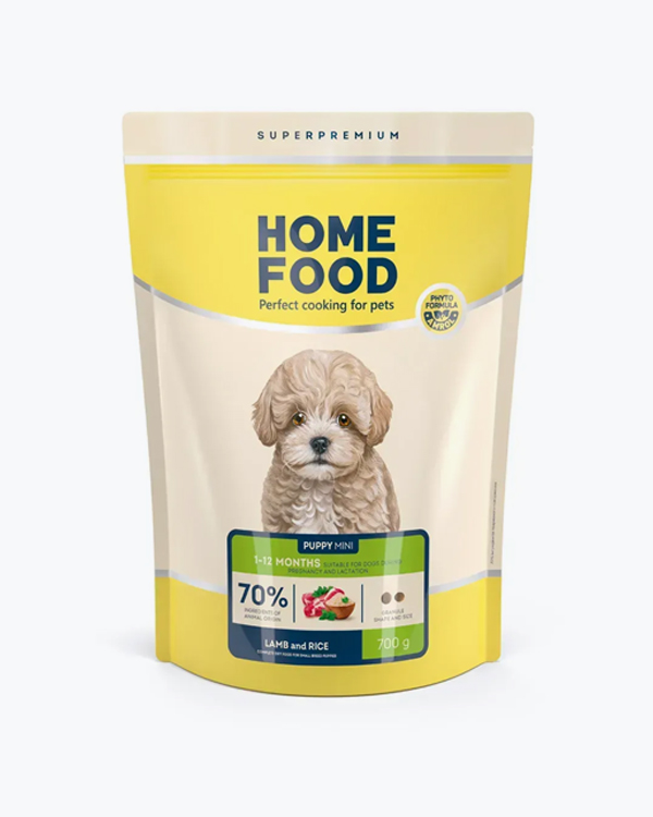 Сухой корм Home Food для щенков мелких пород Ягнятина и рис 1-12 months, 700 г