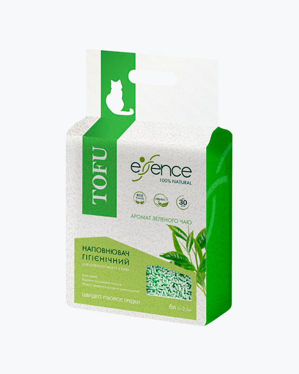 Наповнювач Essence для котячого туалету з тофу, з ароматом зеленого чаю, 6 л.