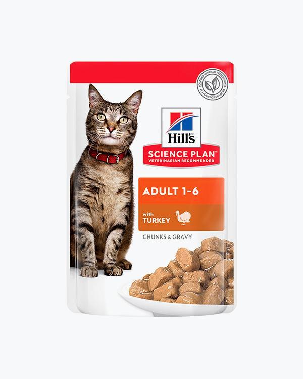 Вологий корм Hill's Science Plan Adult для дорослих кішок, з індичкою, пауч, 85г