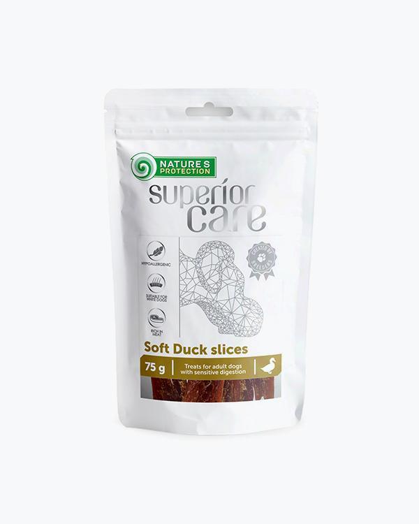 Ласощі Nature's Protection Care Snacks для собак Dogs Soft Duck Slices для собак, сушена качка, смужки, 75 г