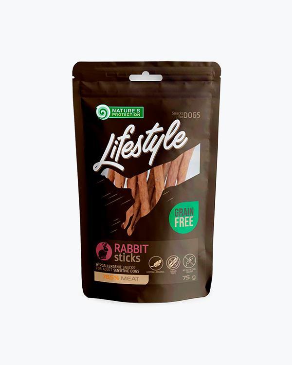 Ласощі Nature's Protection Lifestyle snacks for dogs, rabbit sticks для собак, стики з кролика, 75 г