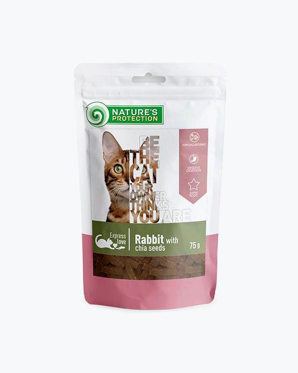 Ласощі для кішок Nature's Protection снеки для кішок з кроликом та насінням чіа, 75 г