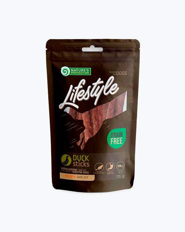 Ласощі Nature's Protection Lifestyle Snack For Dogs Duck Sticks  для собак, сушена качка, смужки, 75 г