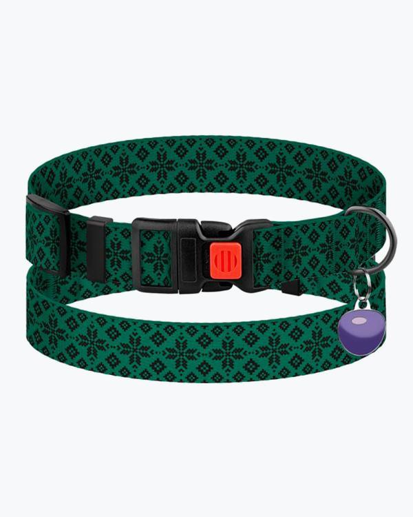Ошийник для Собак Barksi Urban XL Нейлоновий з Пластиковою Пряжкою Вишиванка Зелена