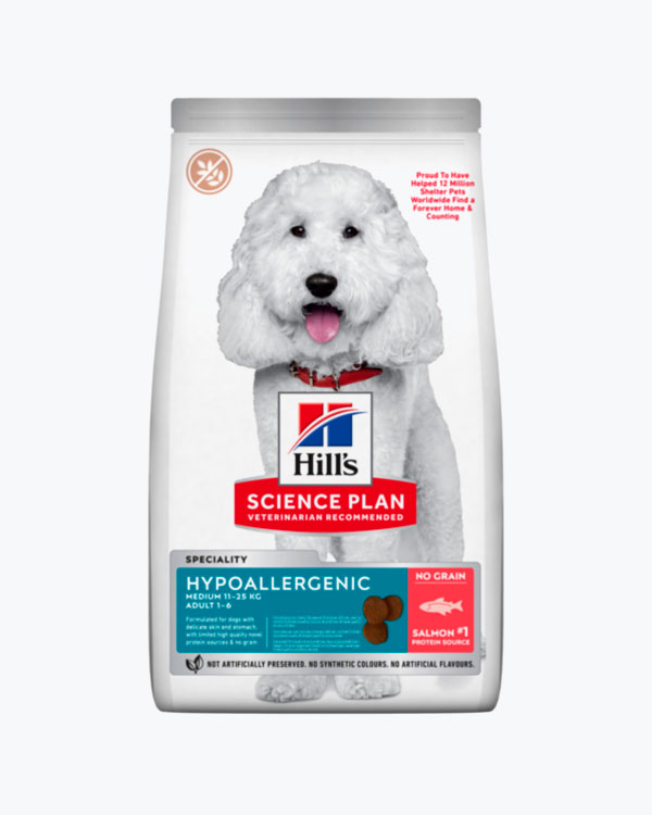 Сухой корм Hill's Science Plan Hypoallergenic Medium для собак средних пород, с лососем, 12 кг