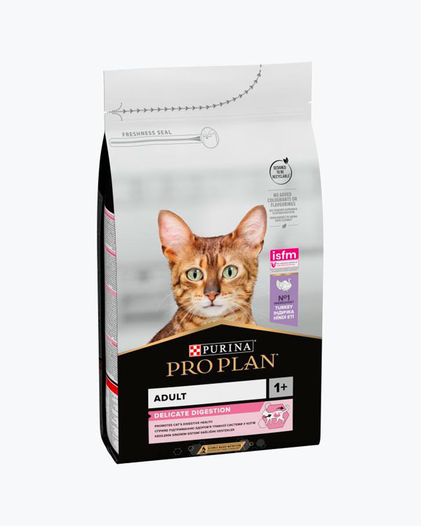 Сухой корм PURINA PRO PLAN Delicate Digestion, для кошек с чувствительным пищеварением, с индейкой, 1.5 кг