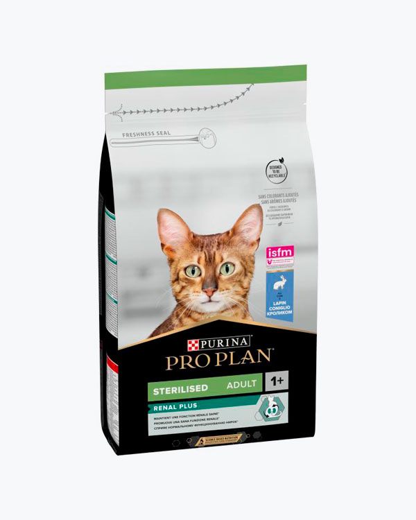 Сухой корм PURINA PRO PLAN Sterilised Adult 1+ Renal Plus, для кошек после стерилизации, с кроликом, 1.5 кг