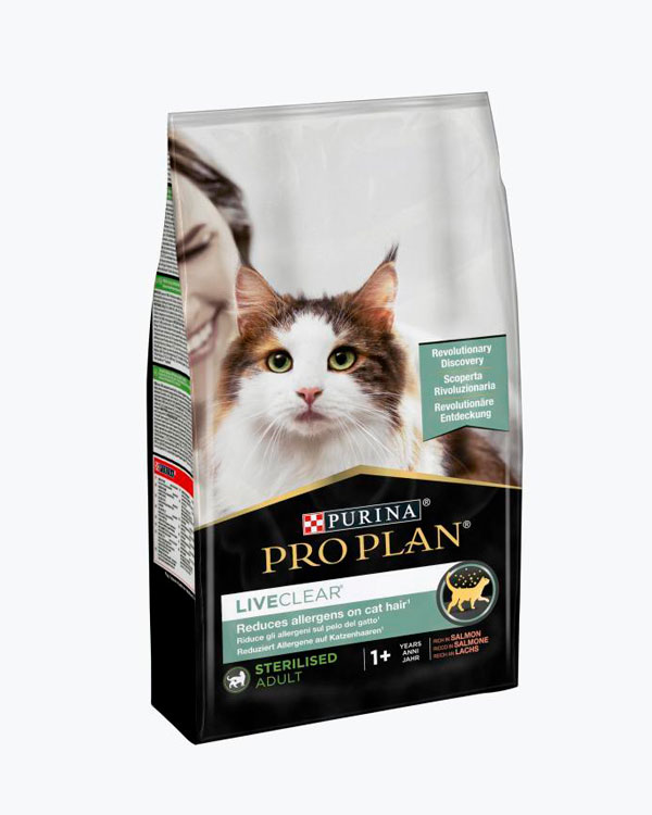 Сухой корм PURINA PRO PLAN LiveClear Sterilised Adult 1+, для взрослых кошек, с лососем, 1.4 кг