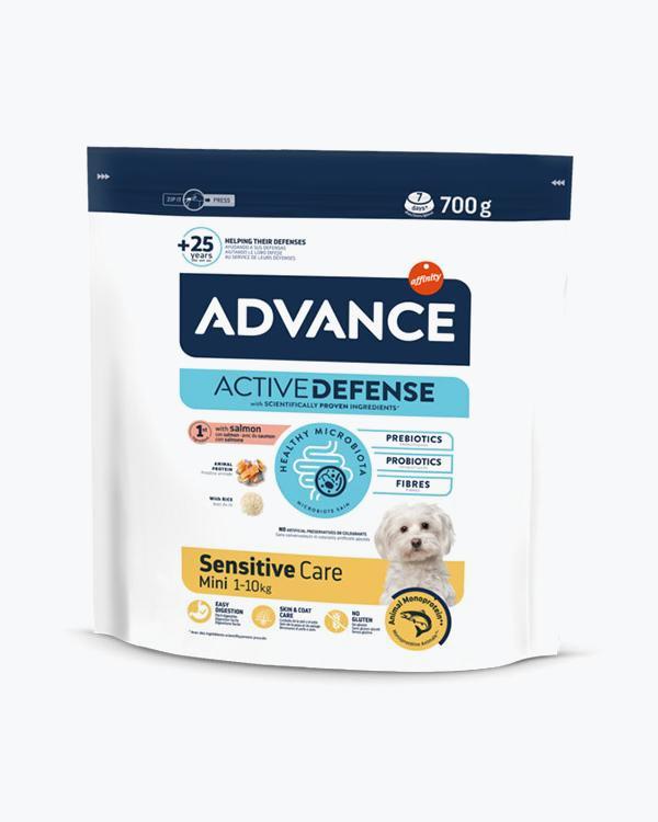 Сухий корм Advance Mini Sensitive, для собак дрібних порід з чутливим шлунком, лосось з рисом, 700 г