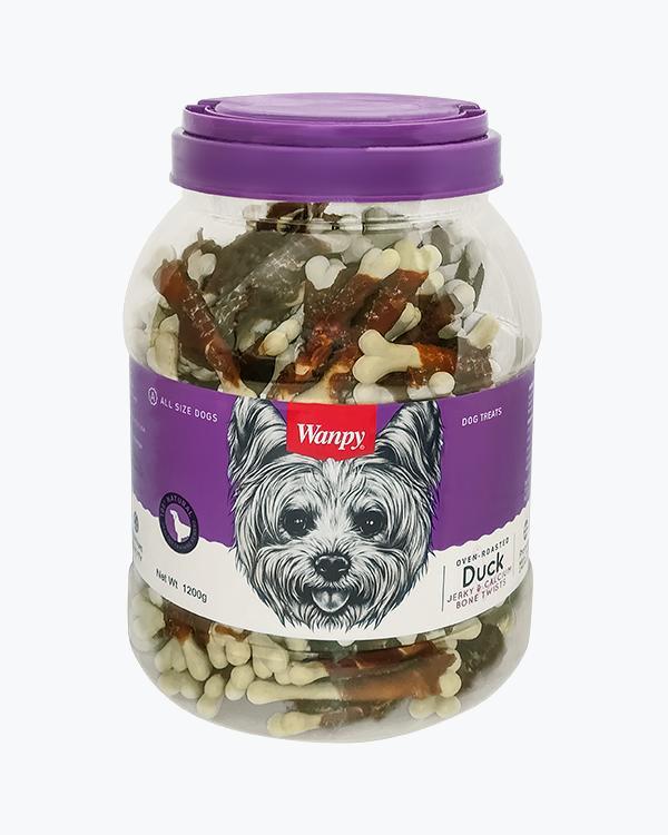 Ласощі WANPY Duck Jerky & Calcium Bone Twists для собак, кальцієва кістка з качкою, 1.2 кг