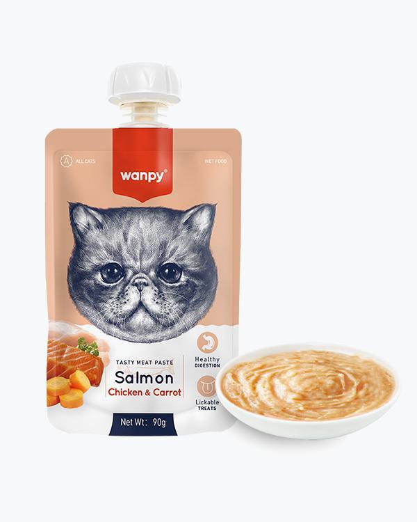 Рідкий корм для кішок Wanpy Salmon Chicken & Carrot крем-пюре лосось і курка з морквою, 0.09 кг