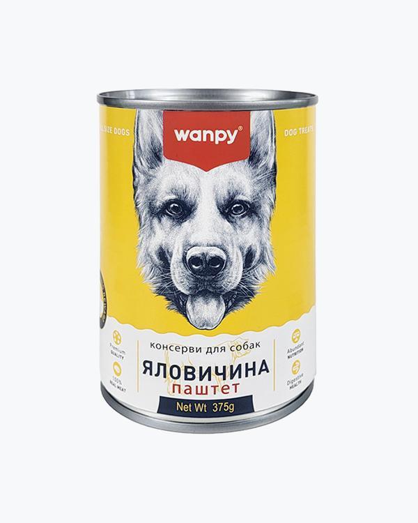 Влажный корм WANPY Beef, для собак, паштет с говядиной, 375 г