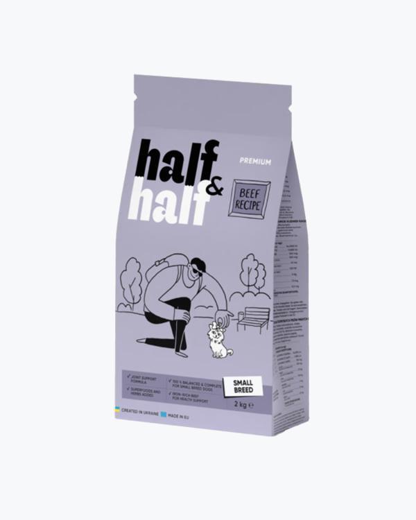 Корм сухий HalfHalf для дорослих собак маленьких порід, з яловичиною, 2 кг