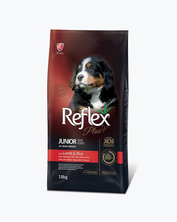 Полноценный и сбалансированный сухой корм для щенков больших пород Reflex Plus с ягненком и рисом 18 кг