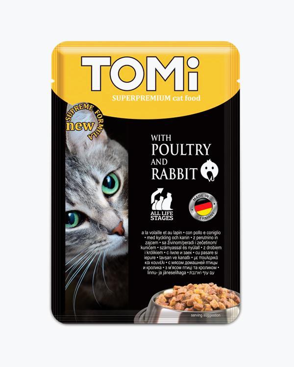 Вологий корм для кішок TOMi Superpremium Poultry and Rabbit з птицею та кроликом, пауч 100 г