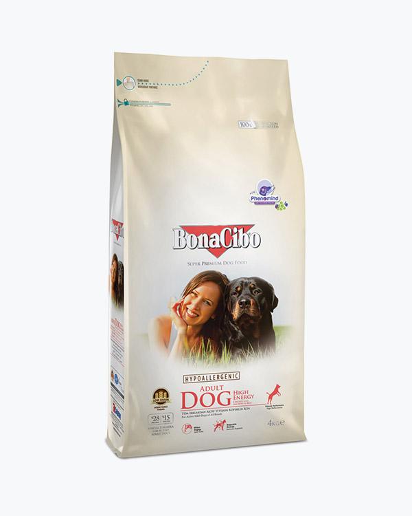Сухий корм суперпреміум класу для дорослих активних собак BonaCibo Adult Dog High Energy Chicken & Rice with Anchovy з куркою, рисом і анчоусами, 4 кг