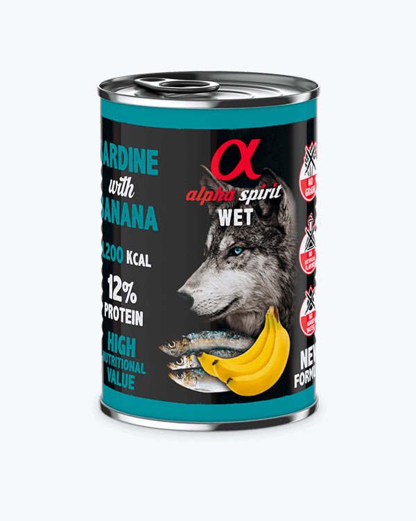 Консервы для взрослых собак Alpha Spirit Dog Sardine with Banana с сардиной и бананами, 400 г
