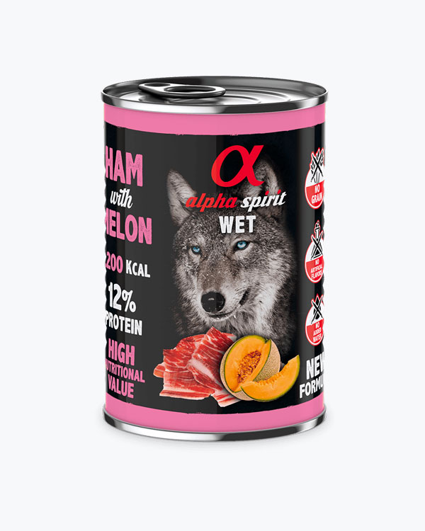 Консервы для взрослых собак Alpha Spirit Dog Ham with Melon со свининой и дыней, 400 г