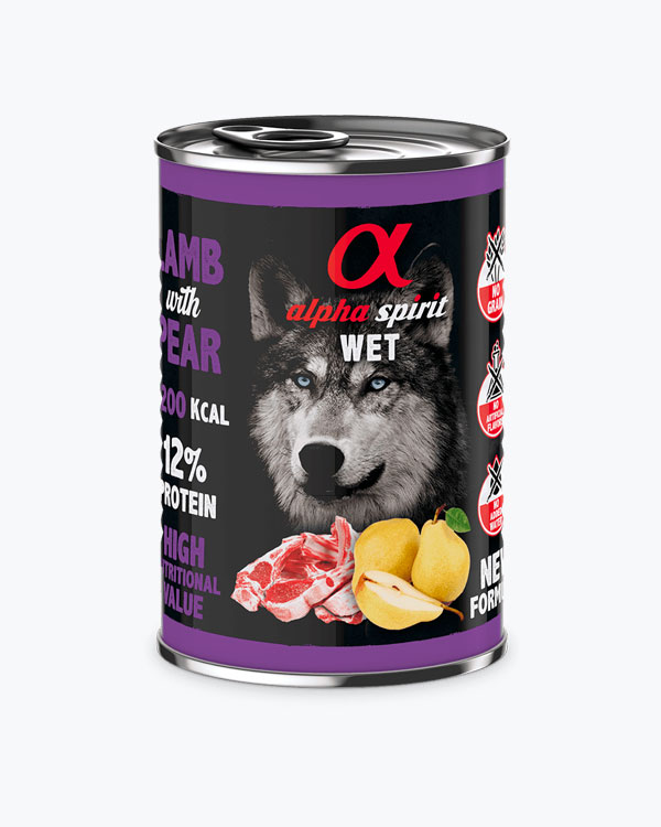 Консервы для взрослых собак Alpha Spirit Dog Lamb with Pear с ягнятиной и грушами, 400 г
