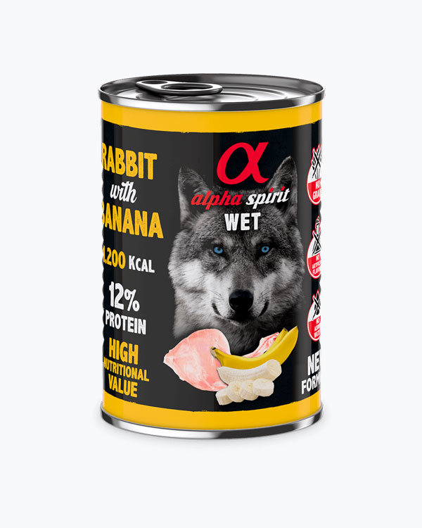 Консервы для взрослых собак Alpha Spirit Dog Rabbit with Banana с кроликом и бананом, 400 г