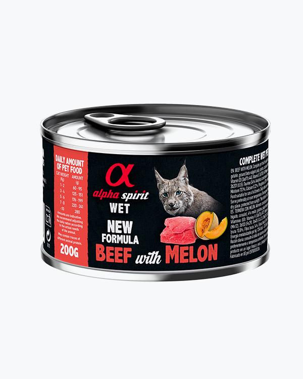 Консерви для дорослих котів Alpha Spirit Cat Beef with Melon з яловичиною та динею, 200 г