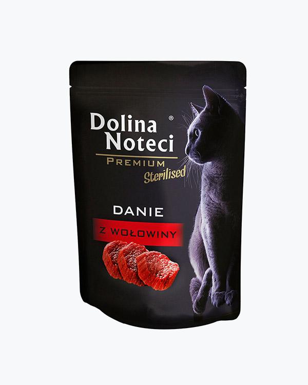 Влажный корм для стерилизованных кошек Dolina Noteci Premium с говядиной, пауч 85 г