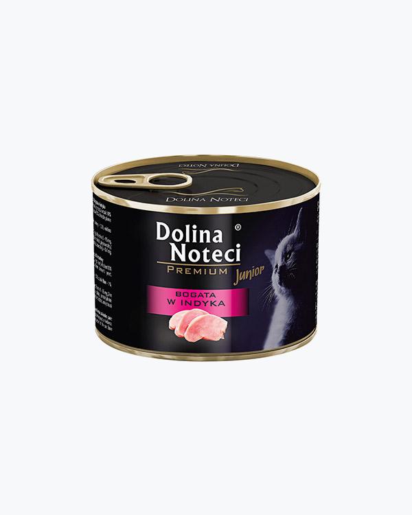 Консервований корм для кошенят Dolina Noteci Premium м'ясні шматочки з індичкою в соусі, 185 г