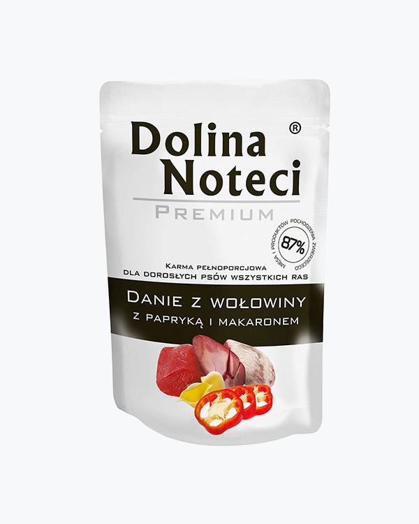 Влажный корм для взрослых собак всех пород Dolina Noteci Premium говядина с паприкой и лапшой, пауч 100 г