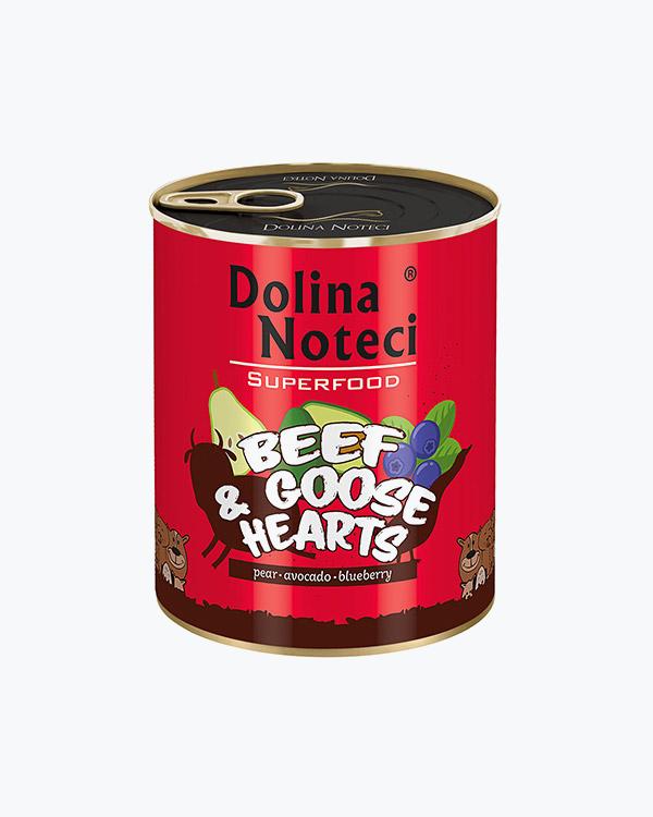 Консервированный корм для собак Dolina Noteci Premium Superfood говядина и гусиные сердца, 800 г