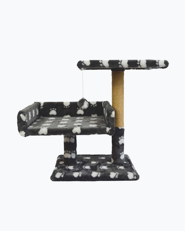 Дряпка Пушистики с диваном двухэтажная, жгут, серая с лапками, 30/38/50 см