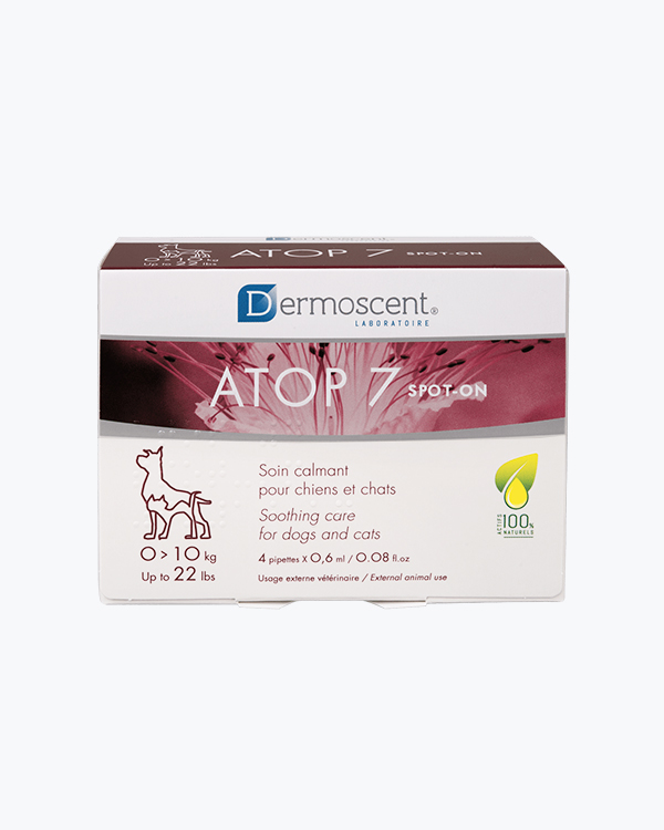 Краплі Dermoscent ATOP 7 spot-on, при алергії та атопії у котів і собак дрібних порід, 0-10 кг, 4 х 0.6 мл