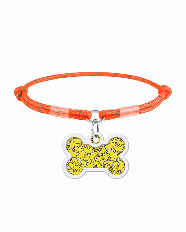 Комплект WAUDOG Smart ID шнурок з паракорду, помаранчевий, розмір M + адресник з QR паспортом, малюнок Качечки