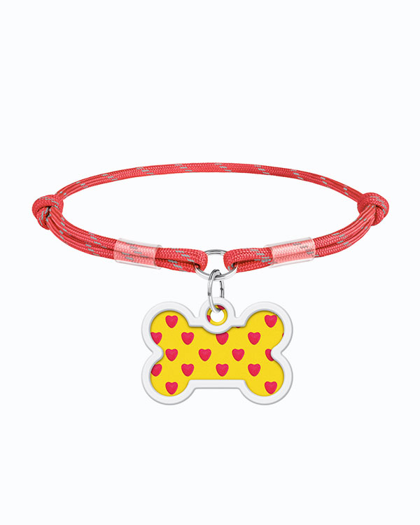 Комплект WAUDOG Smart ID шнурок з паракорду, червоний, розмір M + адресник з QR паспортом, малюнок Серця