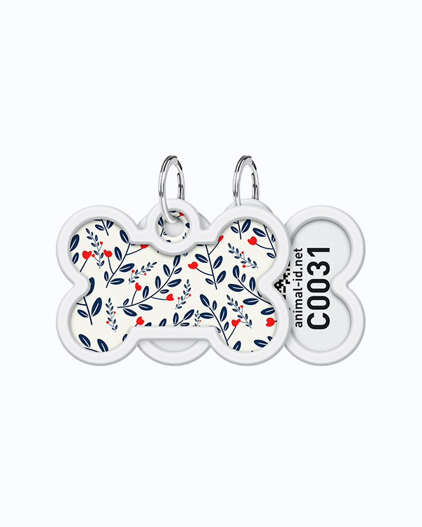 Адресник WAUDOG Smart ID з QR паспортом, малюнок Рослини, кістка