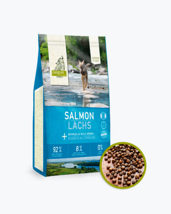 Сухий корм Isegrim River Junior для цуценят, лосось з ягодами та дикими травами, 3 кг - фото 1