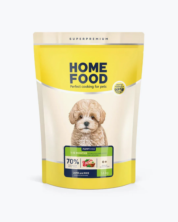 УЦІНКА - Сухий корм Home Food для цуценят дрібних порід Ягнятина та рис 1-12 months, 1.6 кг