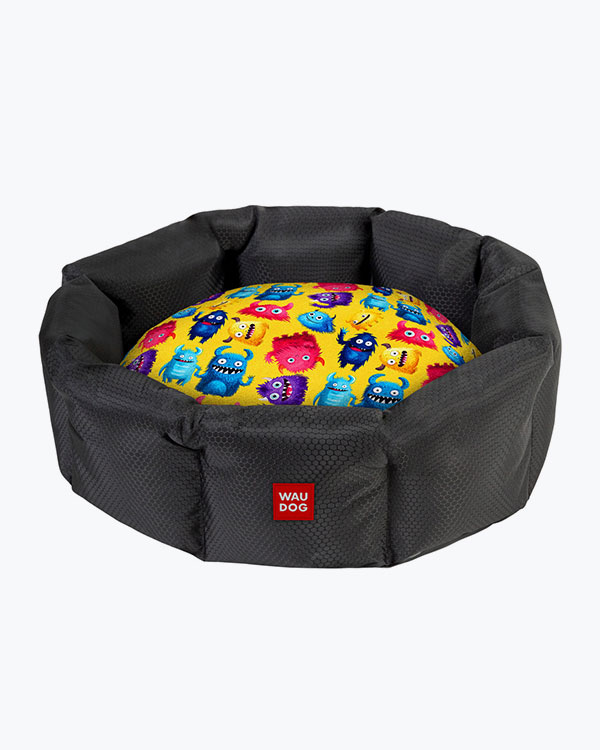 Лежанка для тварин WAUDOG Relax, малюнок Мохнаті монстри, розмір L, 49х59х20